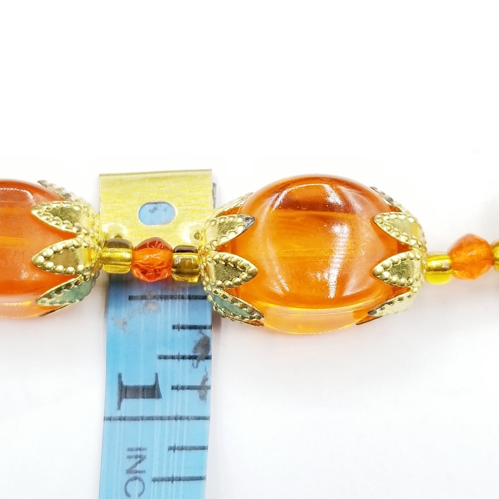 Vintage Orange Czech glass deco beaded necklace - Picture 6 of 7